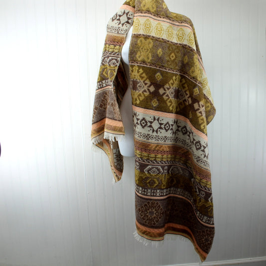 Acrylic Scarf Shawl Luscious Colors 27" X 76"  Brown Peach